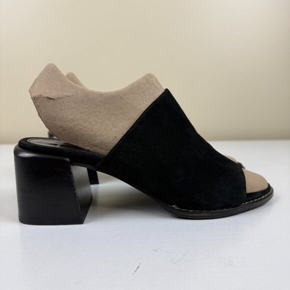 EUC Aquatalia Black Suede Leather Jayne Mules Heel Slides - Picture 3 of 13